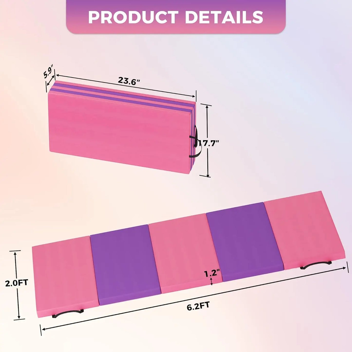 Folding Gymnastics Mat Durable Exercise Pad For Yoga And Pilates