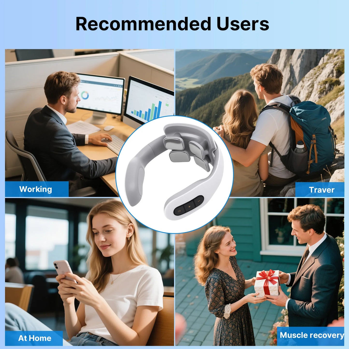 Electronic Neck Massager Deep Cervical Massage for Posture Support Portable