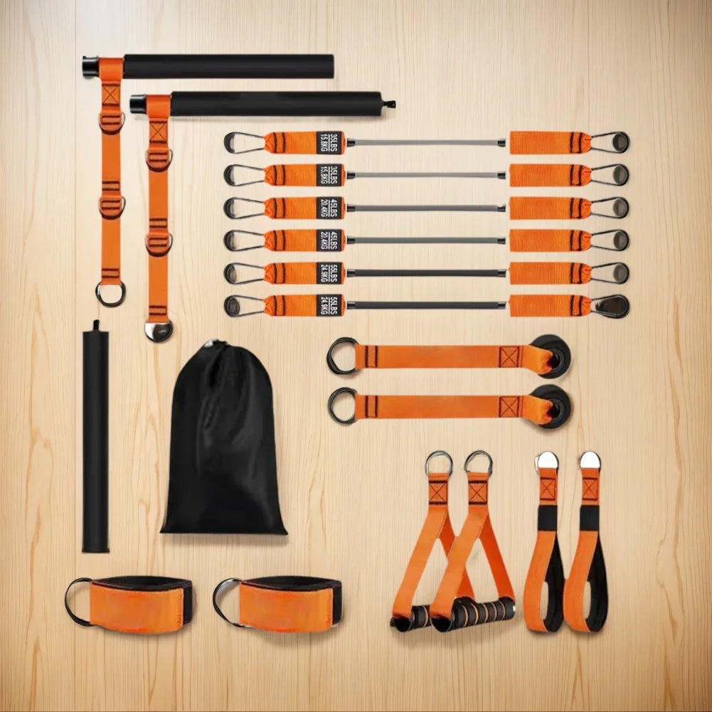 Portable Pilates Bar With Resistance Bands For Full Body Workout