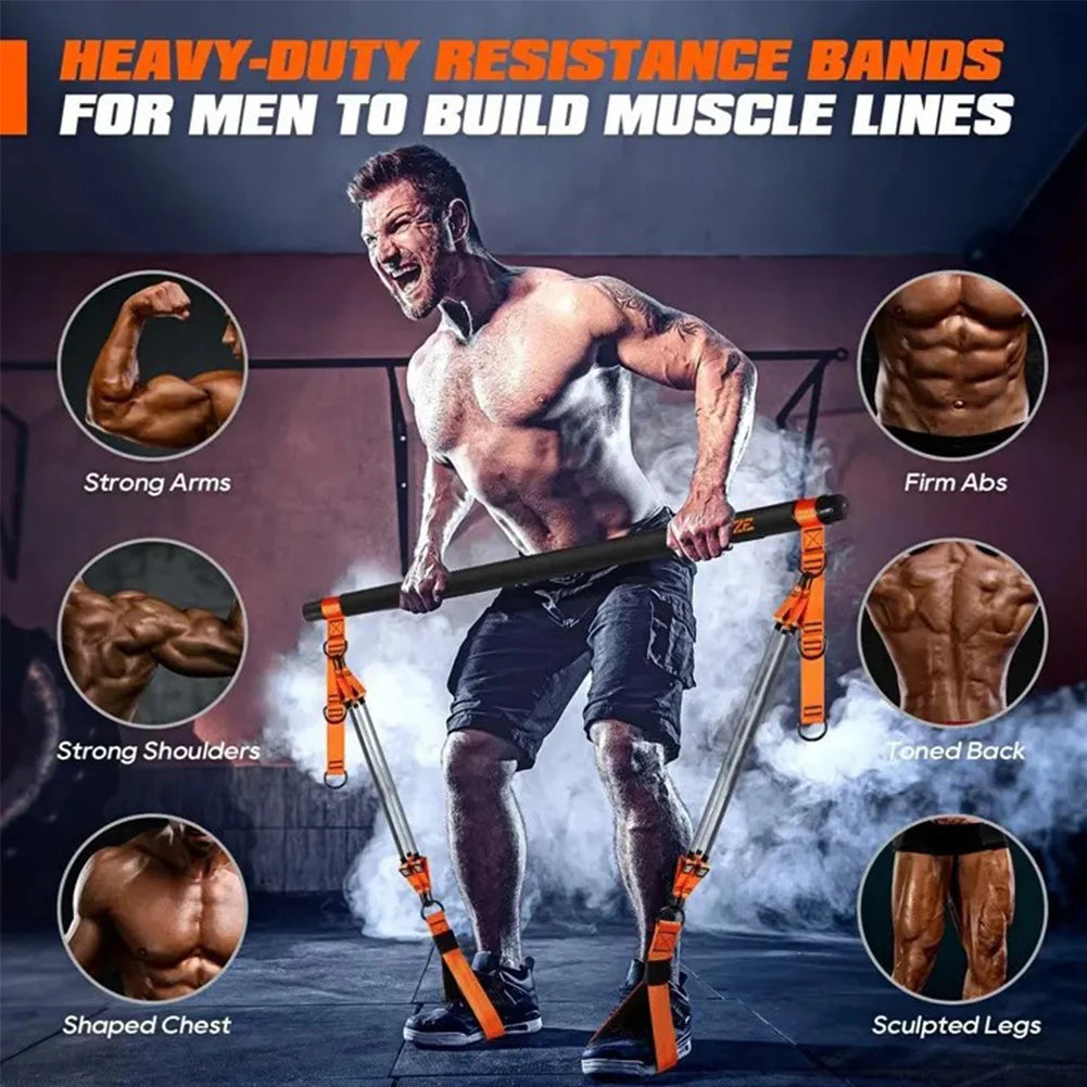 Pilates Bar Kit With Resistance Bands Multifunctional Portable Home Gym Equipment Set