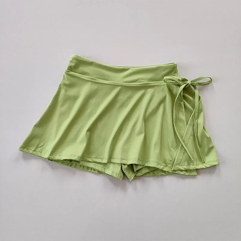 Women 2 In 1 Running Sports Skirt Shorts High Waist