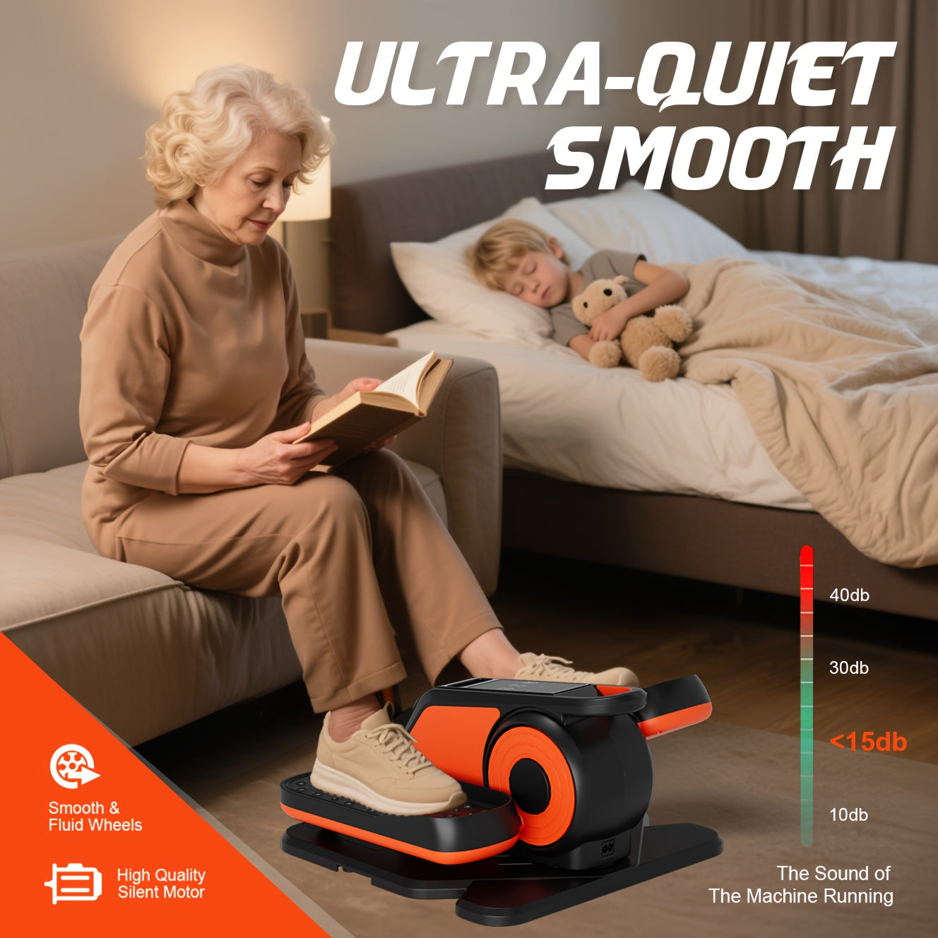 Under Desk Elliptical Machine With Remote 12 Speed Quiet