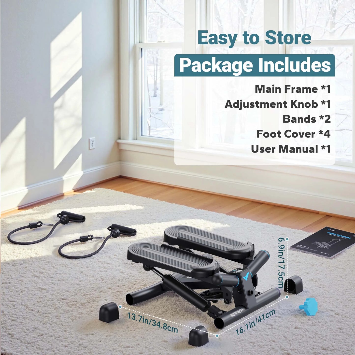 MERACH Mini Stepper Twist With Resistance Band For Fitness