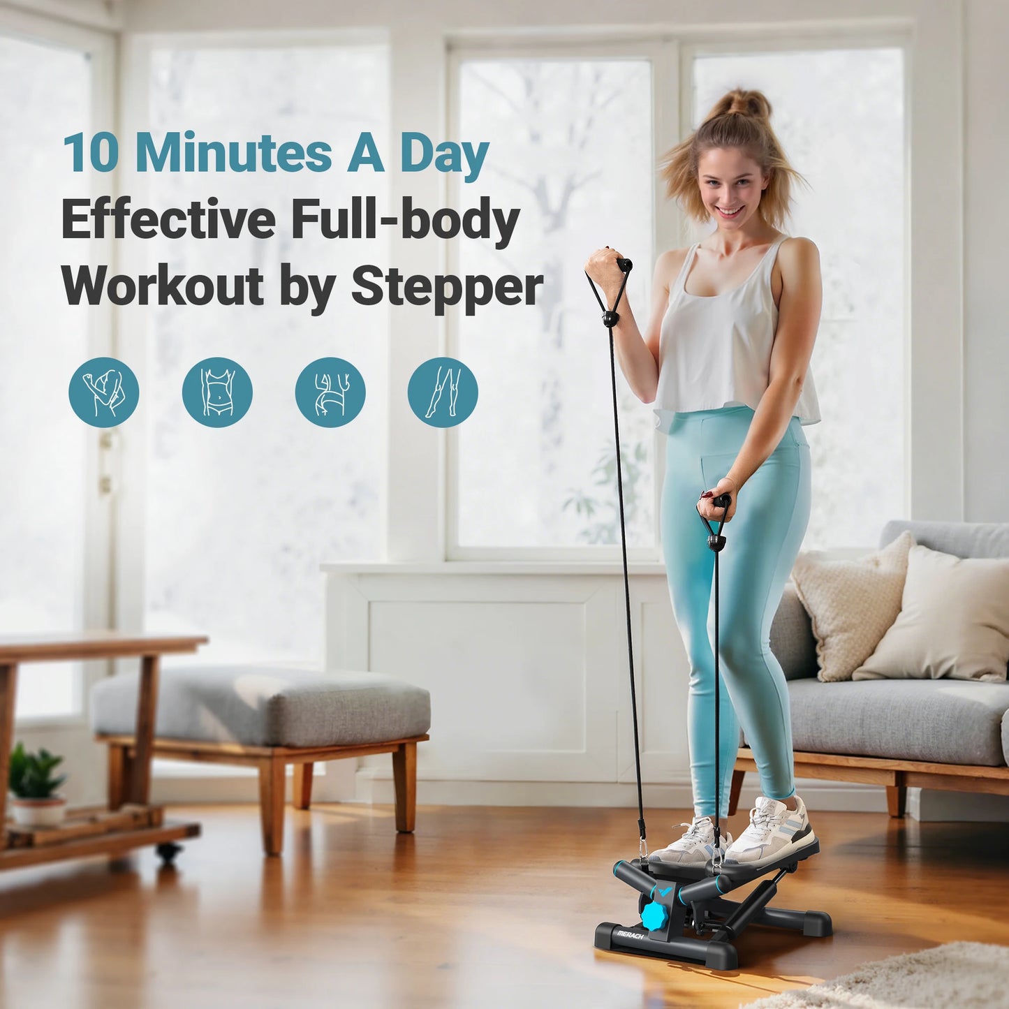 MERACH Mini Stepper Twist With Resistance Band For Fitness