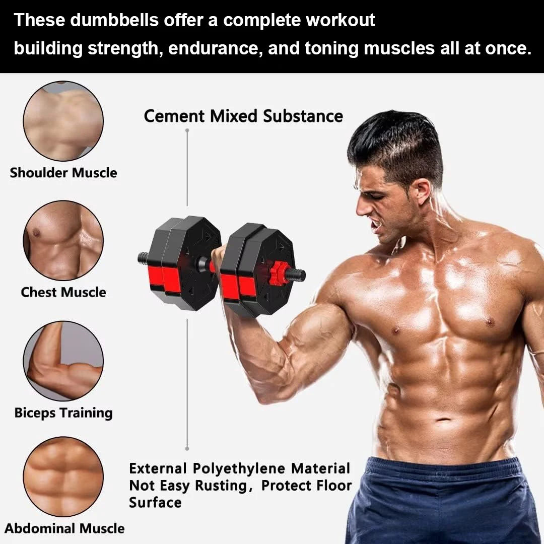 Three In One Adjustable Dumbbell Barbell Set For Home Gym