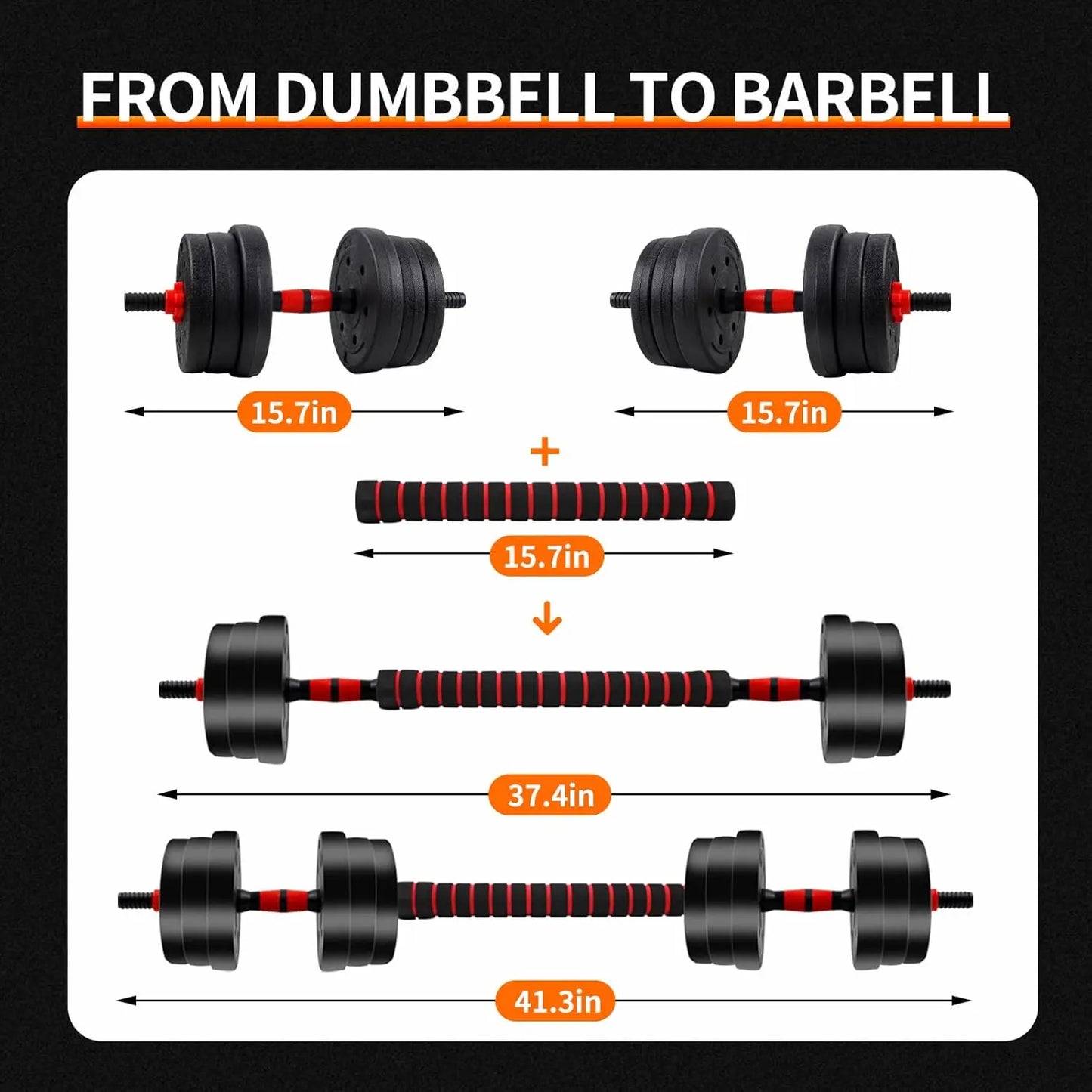 Adjustable Dumbbell to Barbell Set With Anti Slip Grip for Home Gym Strength Training