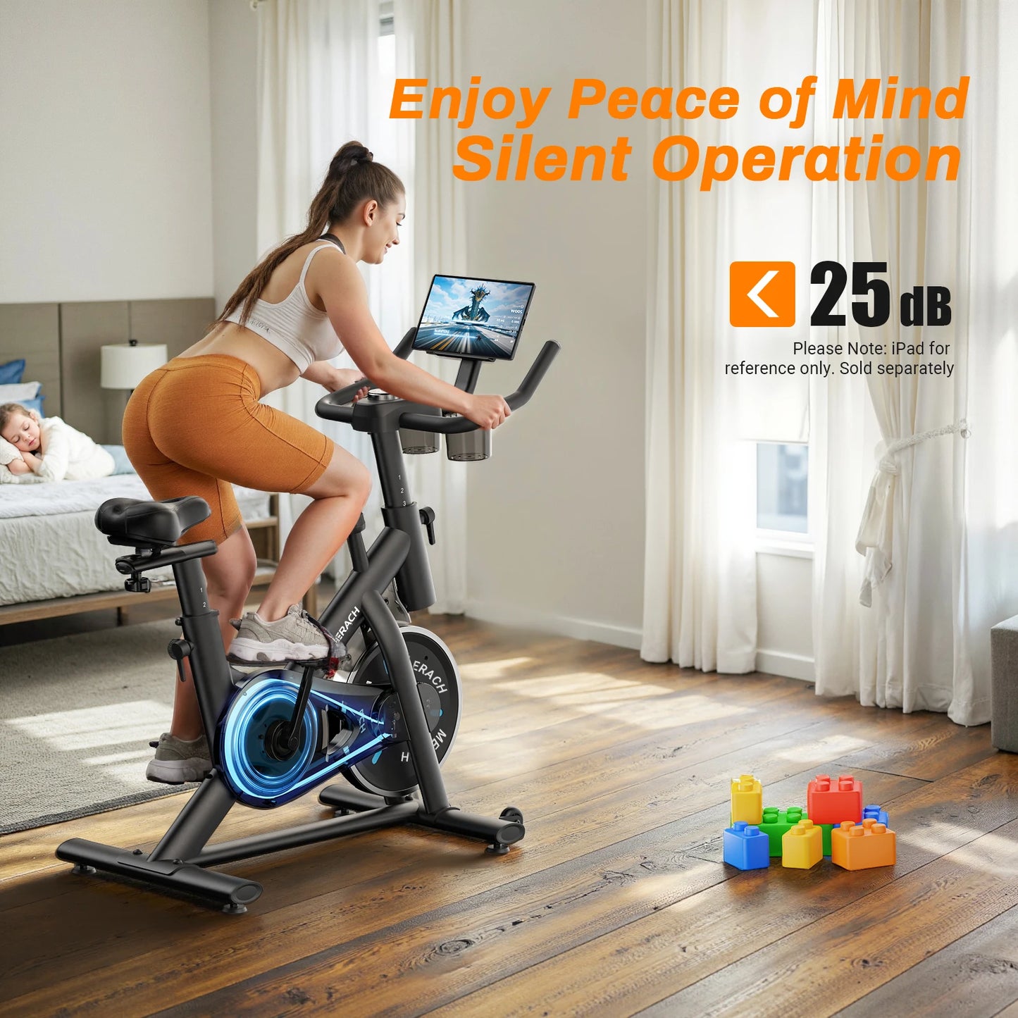 MERACH S26B1 Exercise Bike Low Noise Indoor Cycling Tablet Mount