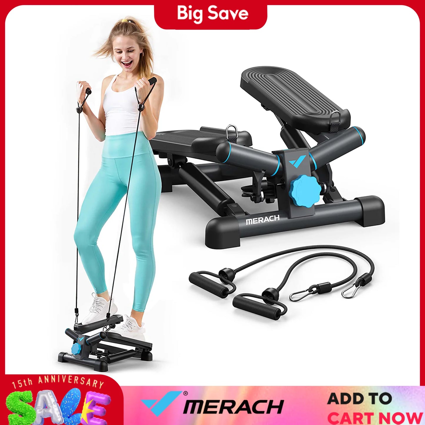 MERACH Mini Stepper Twist With Resistance Band For Fitness