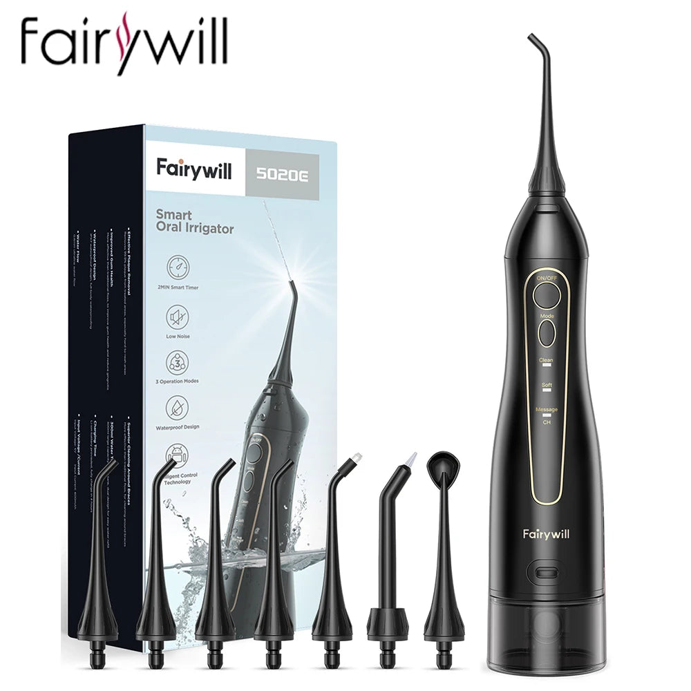 Fairywill Water Flosser Oral Irrigator 3 Modes Rechargeable