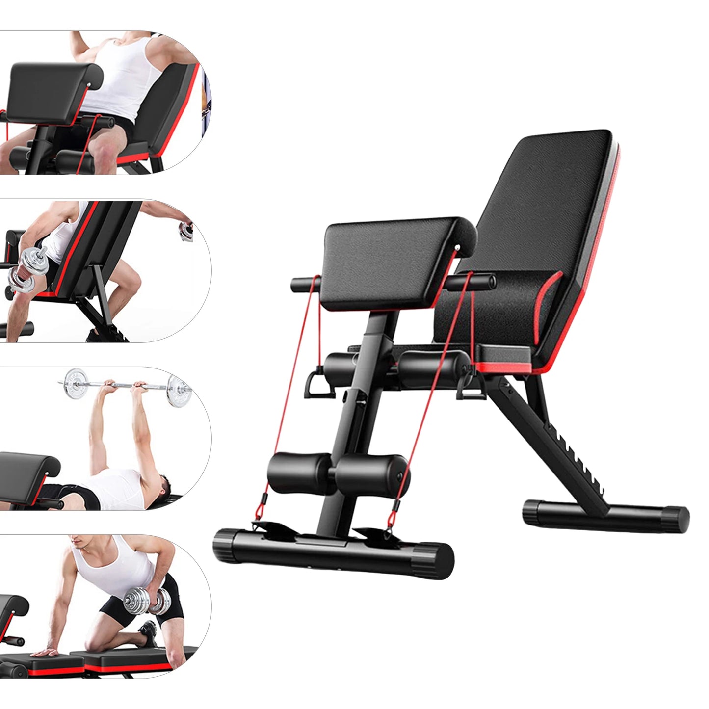 Adjustable Weight Bench For Home Gym With Cushioned Support Bar