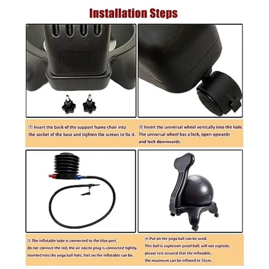 XMSJ Ergonomic Office Yoga Ball Chair With Wheels For Adults