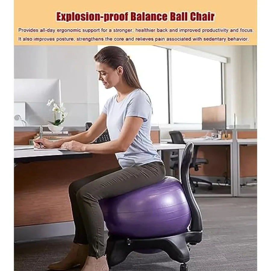 XMSJ Ergonomic Office Yoga Ball Chair With Wheels For Adults
