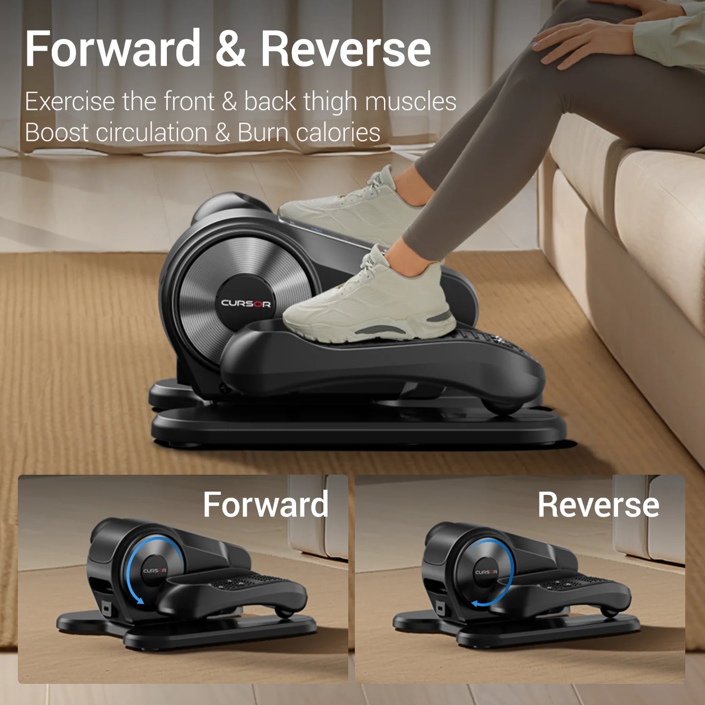Exerciser Compact Underdesk Elliptical Machine With Remote