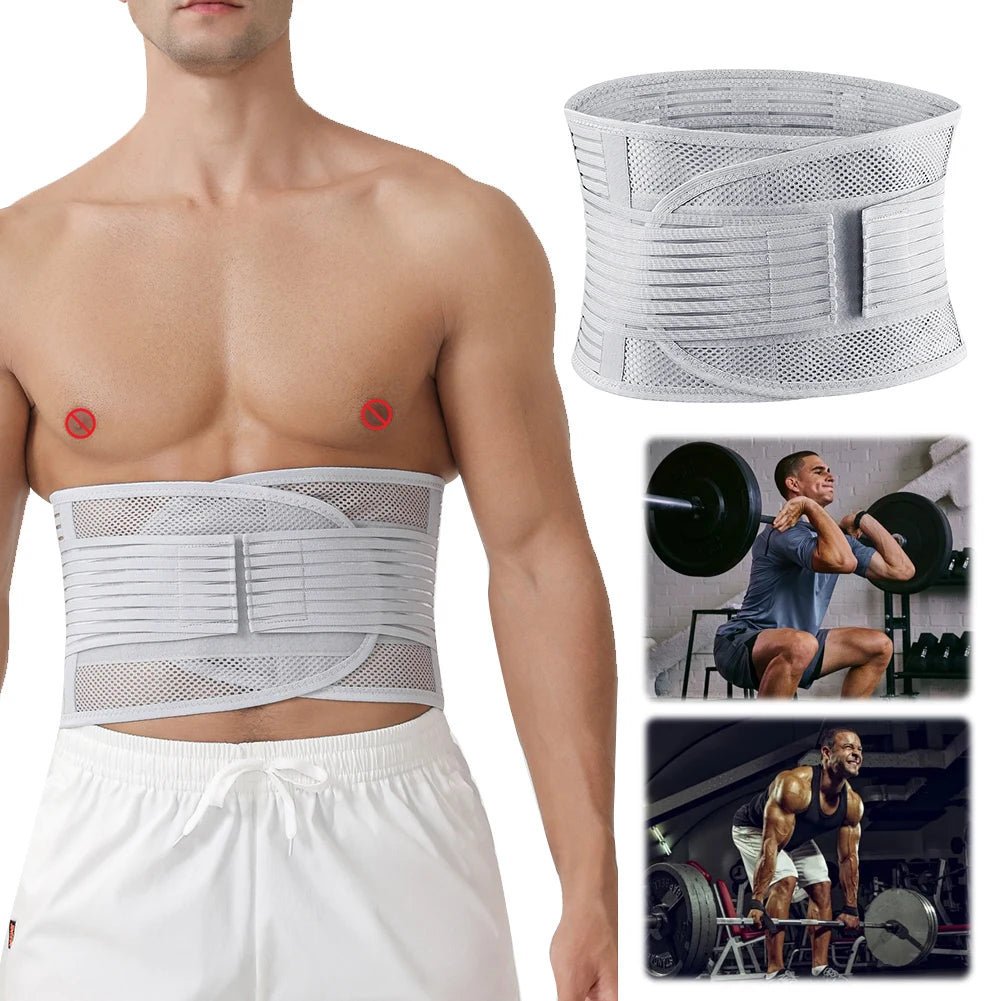 Lumbar Support Belt Lower Back Brace Ergonomic Back Support Belt Breathable Waist Brace Adjustable for Disc Herniation