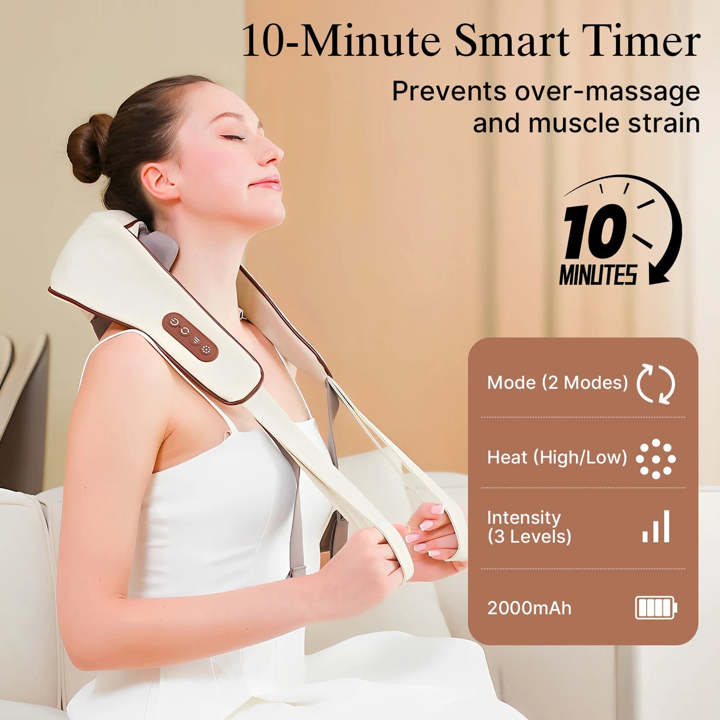 Electronic Neck And Shoulder Massager Cordless Heat For Pain Relief
