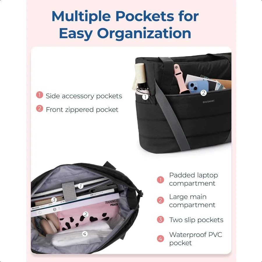 Quilted Women’s Gym Tote Bag With Zipper Yoga Mat Straps