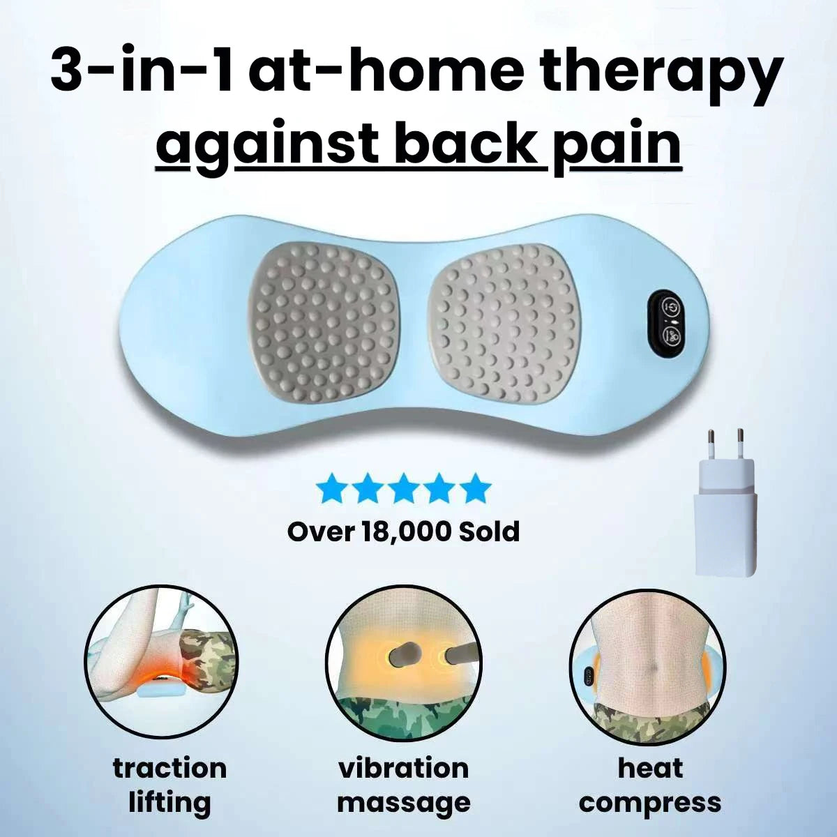Emeka 3-In-1 Back Massager Pillow for Waist Pain Relief