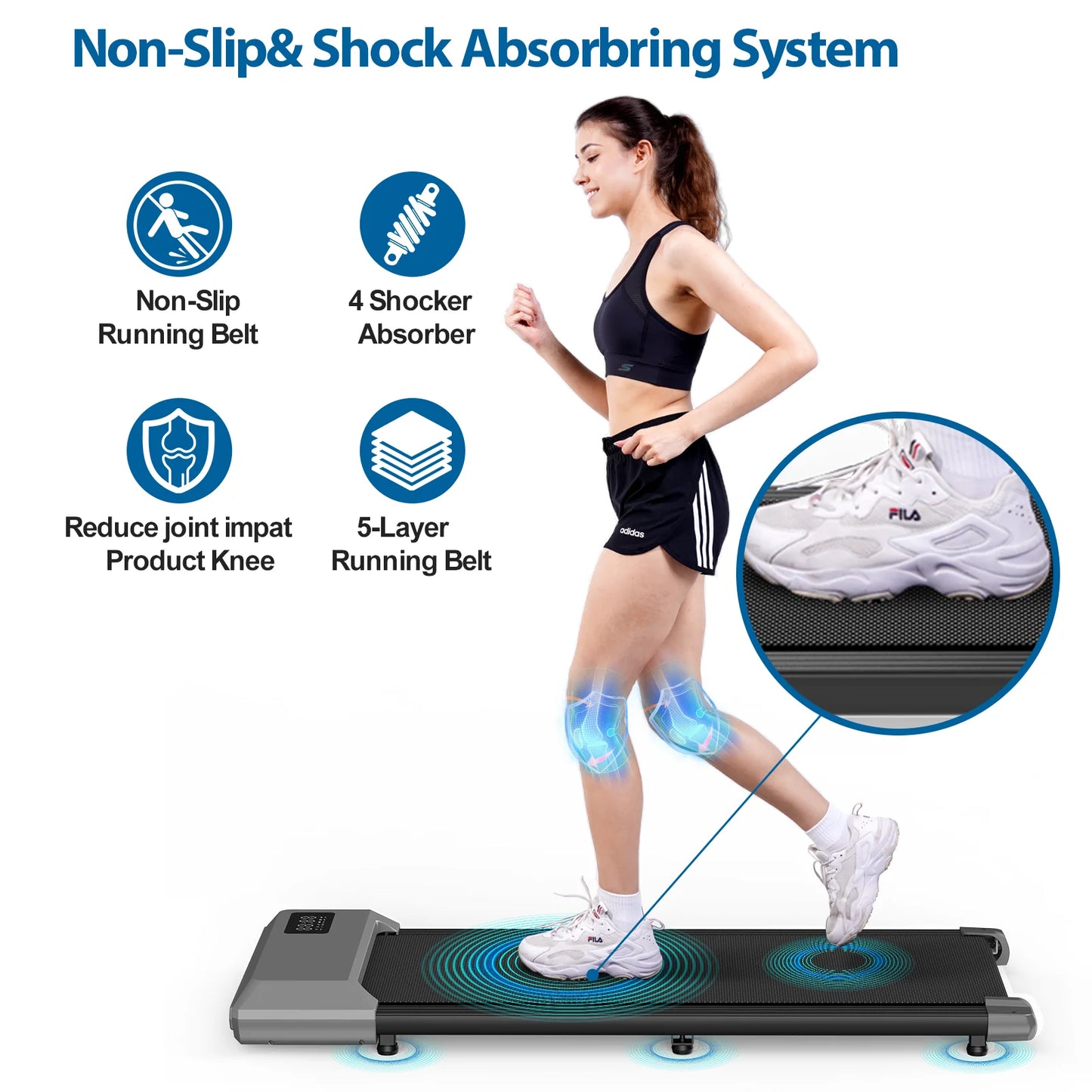 Driving Walking Pad Mini Treadmill Under Desk For Home Office
