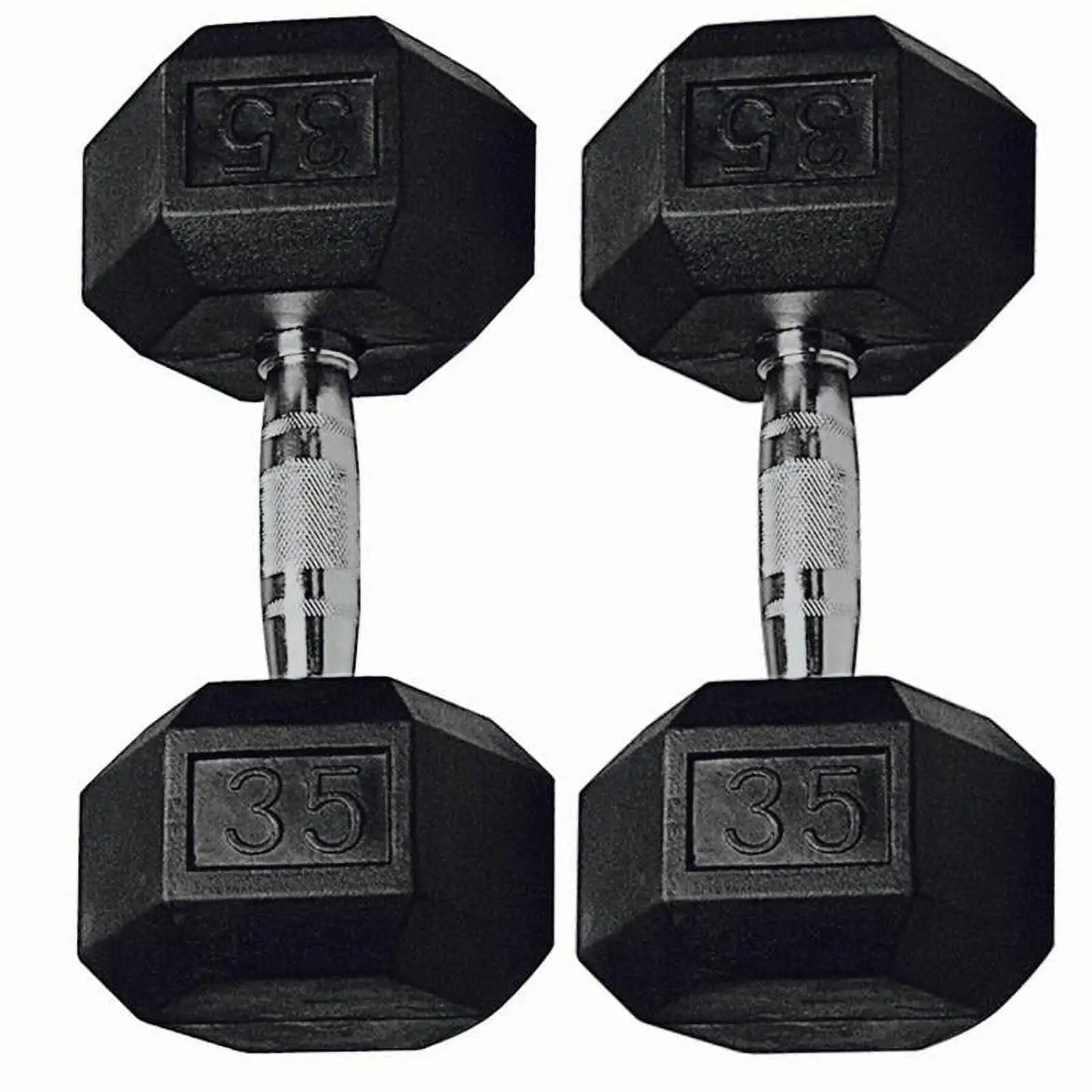 8 Lb Rubber Hex Dumbbells Pair With Chrome Plated Handles