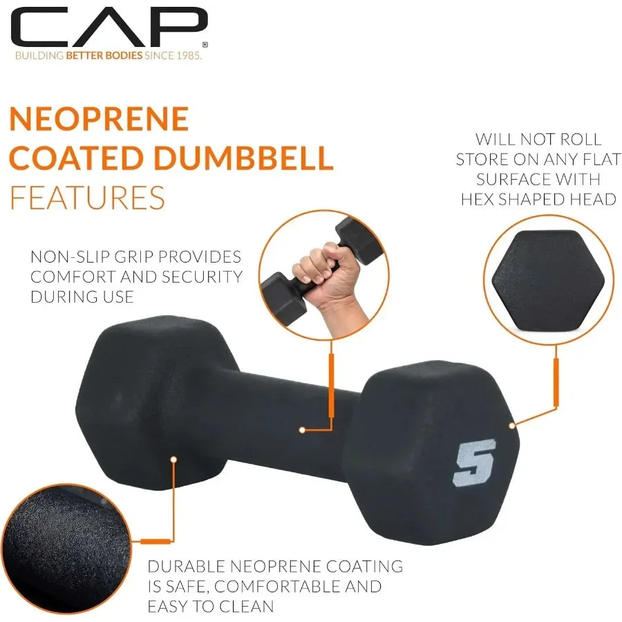 Neoprene Dumbbell Set 5 Lb Pairs For Home Gym Strength Training And Fitness Performance