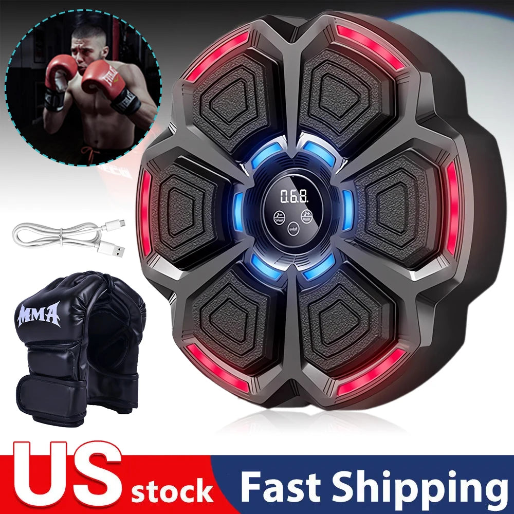 Music Boxing Machine Adjustable Speed Wall Mount Exercise Equipment Rechargeable