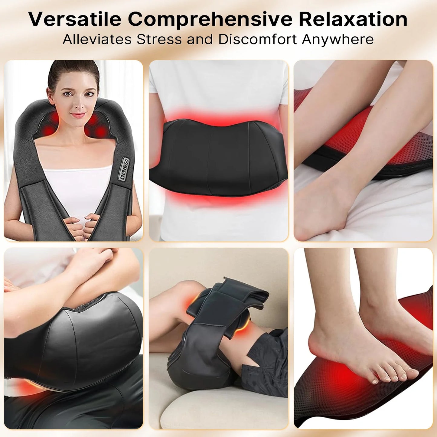 Shiatsu Back And Neck Massager With Heat 4D Electric Neck And Shoulder Deep Kneading Pillow