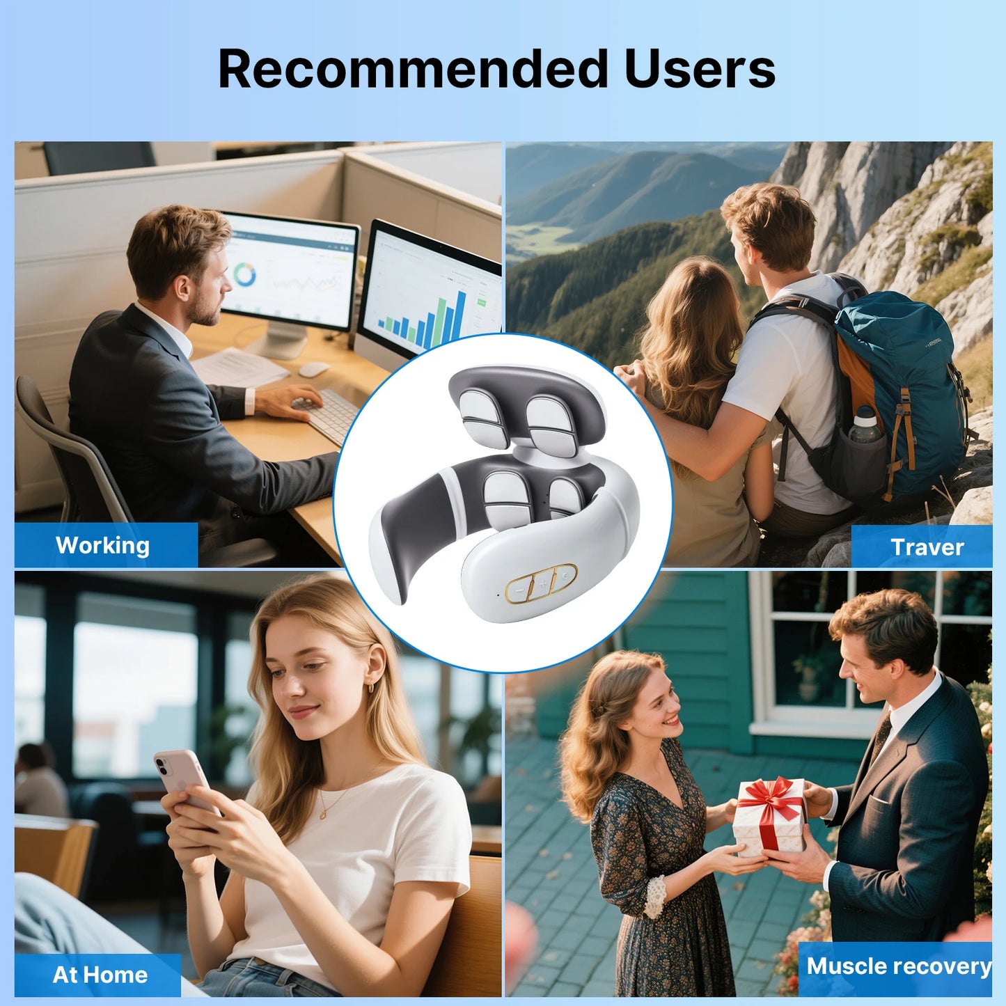 Electronic Neck And Shoulder Massager With Heat Shiatsu 3D Kneading