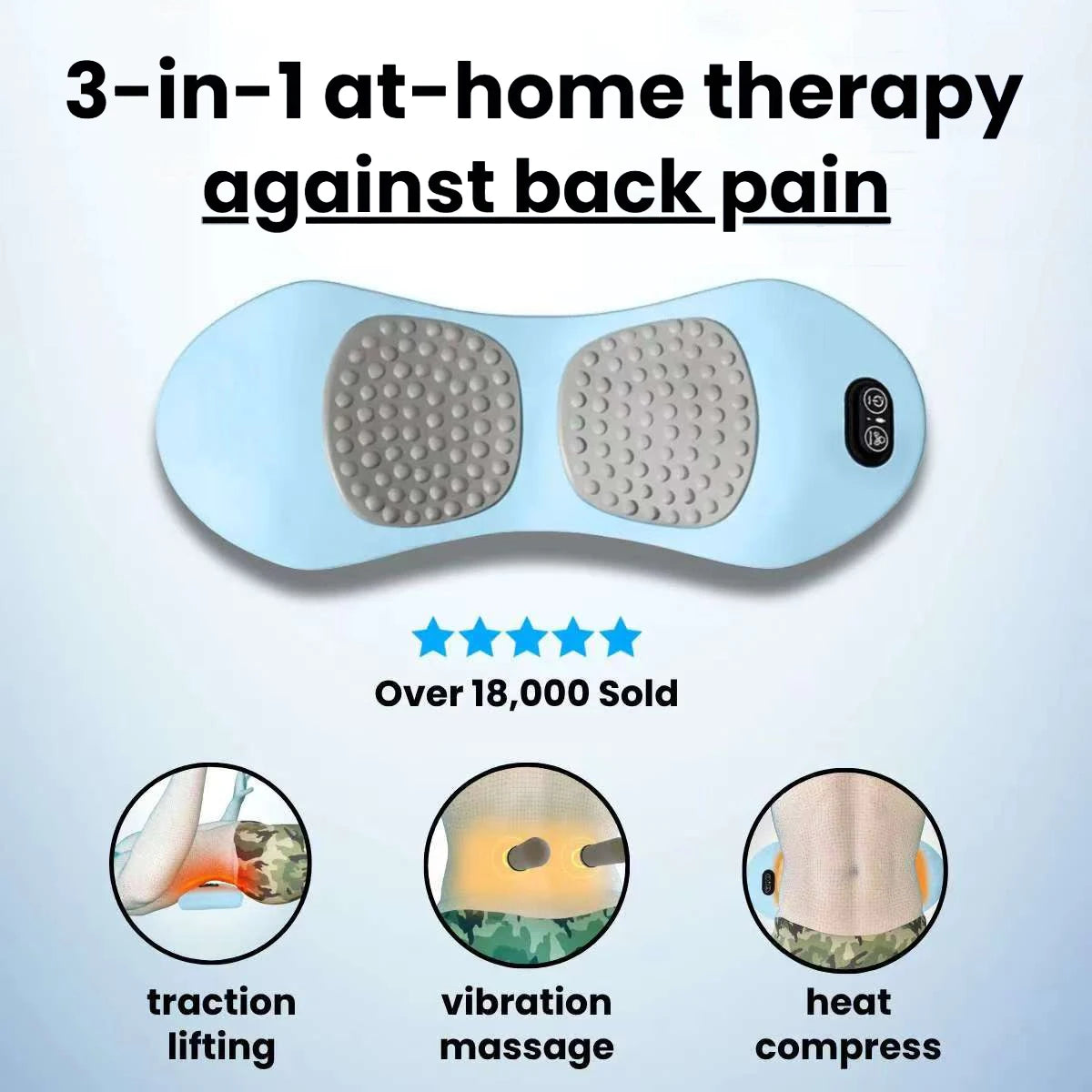 Emeka 3-In-1 Back Massager Pillow for Waist Pain Relief