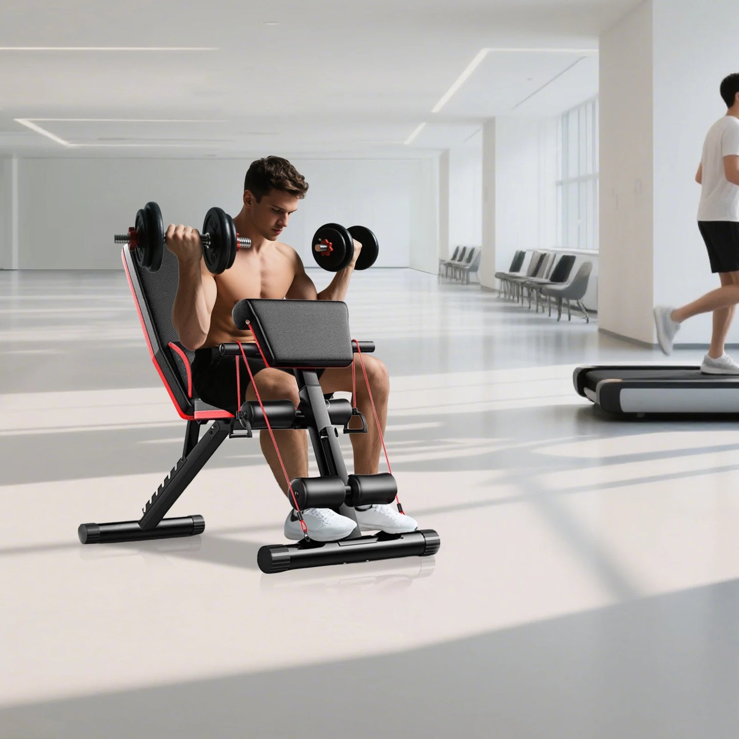 Adjustable Weight Bench For Home Gym With Cushioned Support Bar