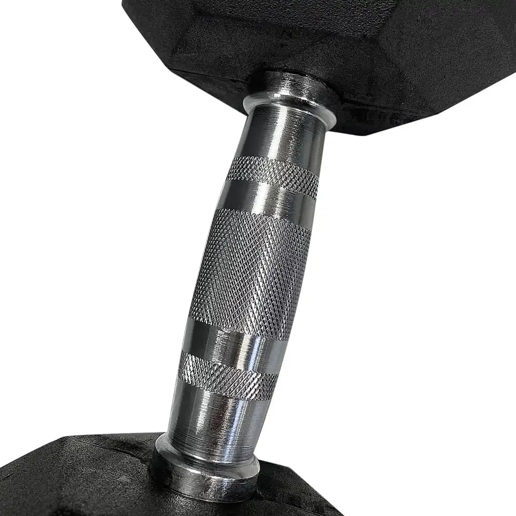 8 Lb Rubber Hex Dumbbells Pair With Chrome Plated Handles