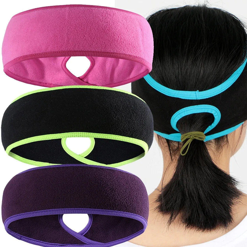 Guangdong Winter Fleece Ponytail Headband Earmuffs For Outdoor Sports