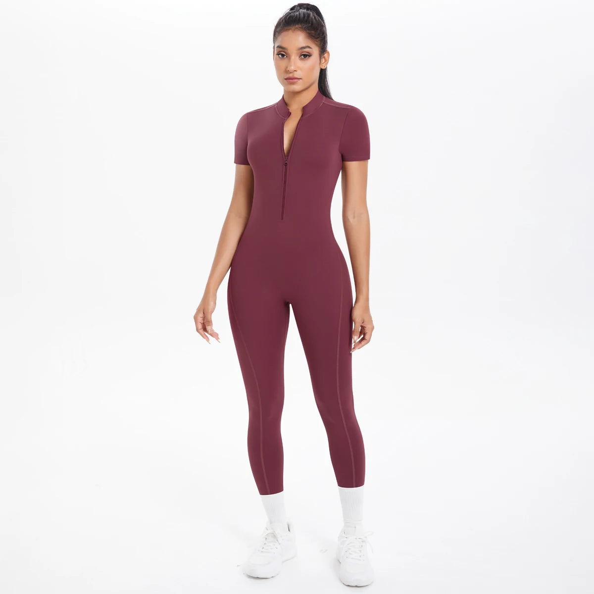 Hamidou Women's Short Sleeve Fitness Jumpsuit Backless Bodysuit