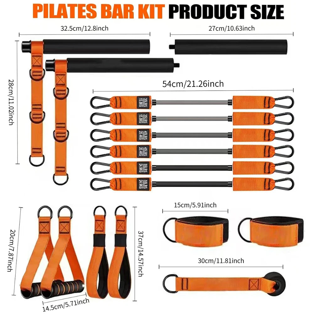 Portable Pilates Bar With Resistance Bands For Full Body Workout
