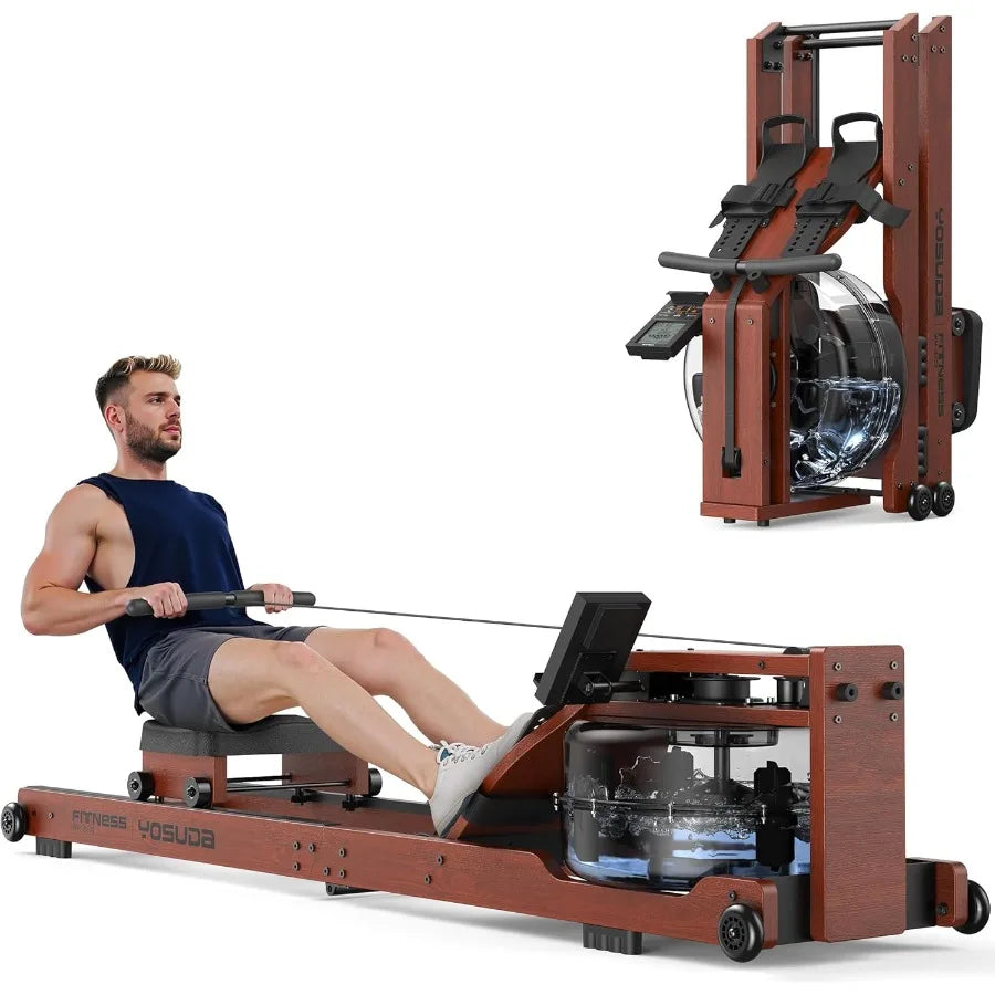 XMSJ Foldable Water Rowing Machine With Integrated Monitor And Bluetooth