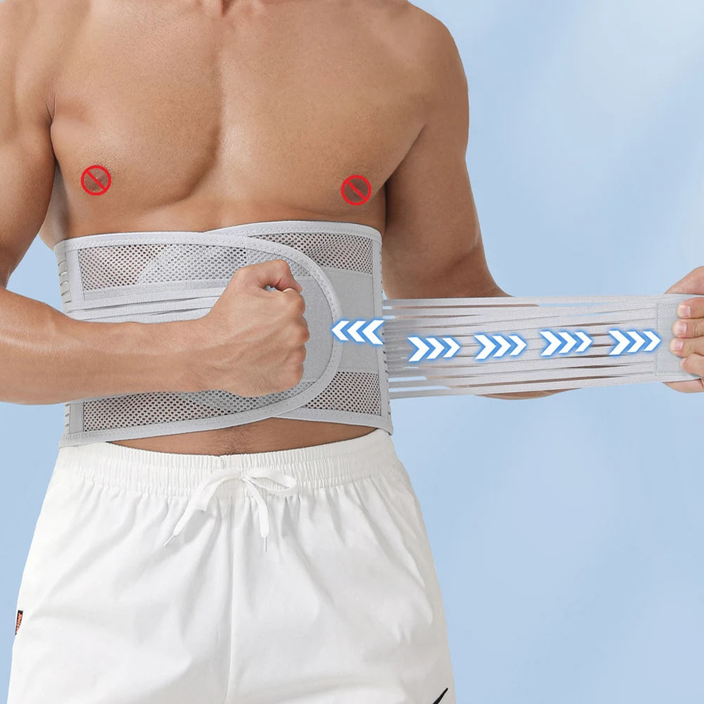 Lumbar Support Belt Lower Back Brace Ergonomic Back Support Belt Breathable Waist Brace Adjustable for Disc Herniation