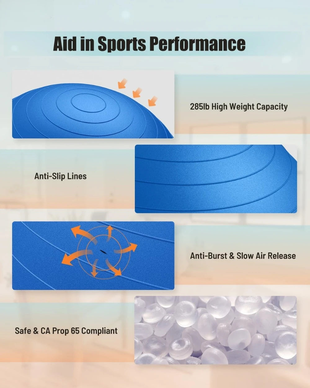 Explosion Proof Anti Slip Yoga Ball For Core Stability