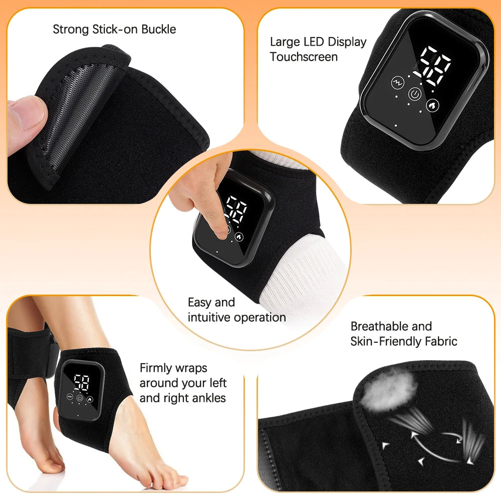 PASTSKY Electric Heating Ankle Guard Cordless Foot Massager 3 Level