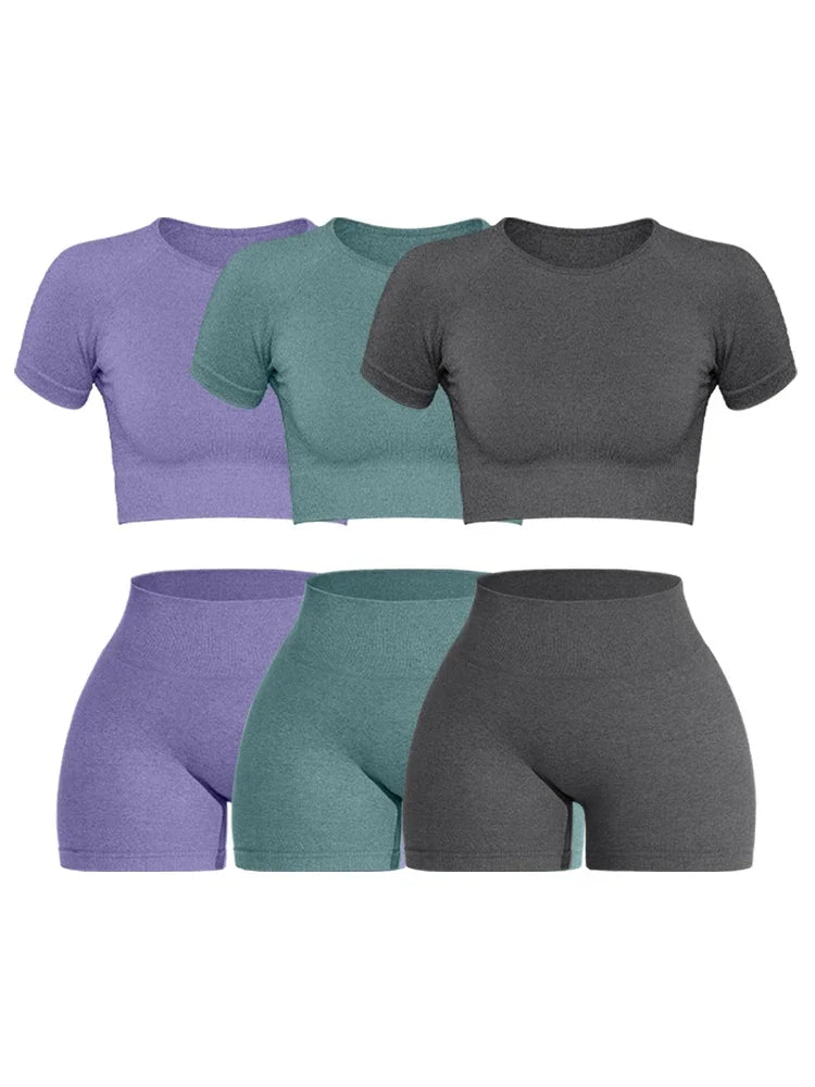 Want Move Women's Seamless Ribbed Knit Yoga Set 2pc