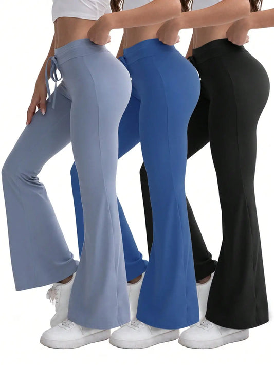 CN Guangdong Women's High-Waisted Yoga Pants Drawstring Flare Breathable