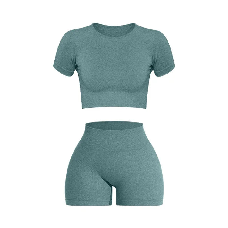 Want Move Women's Seamless Ribbed Knit Yoga Set 2pc