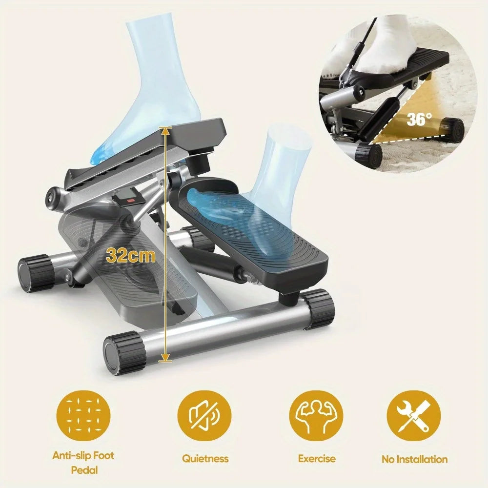 Exerciser Adjustable Foot Stepper With Resistance Bands For Home Fitness Equipment