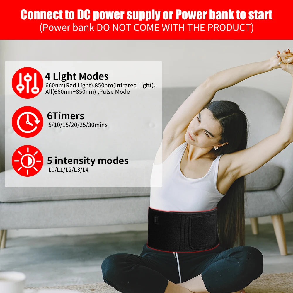 Electronic Red Light Therapy Belt 660nm 850nm Near Infrared Light