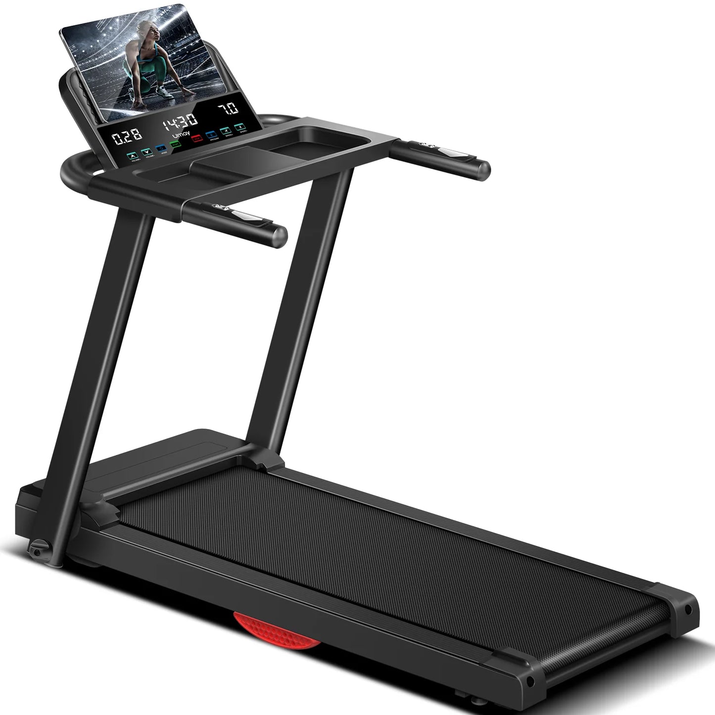 Driving 3.0HP Brushless Foldable Treadmill 300lb Capacity HR Monitor