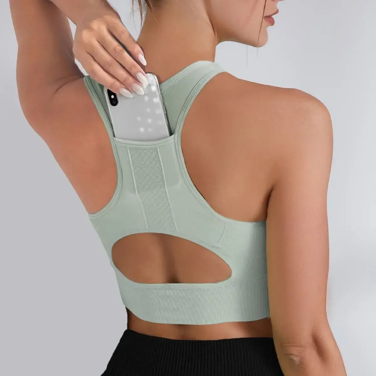 Women's Pocket Anti Shock Yoga Top Quick Dry Running Sportswear