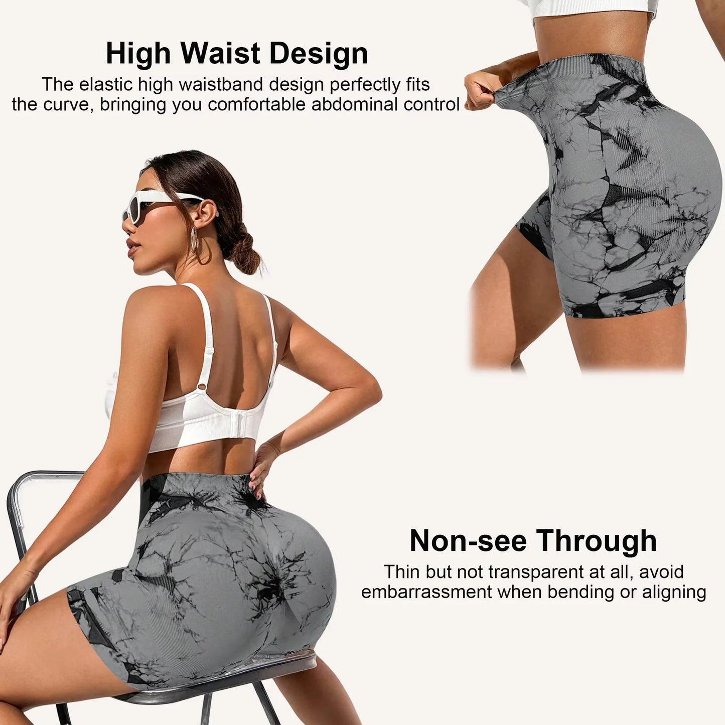 Jiangxi Women's Seamless High-Waist Tie-Dye Yoga Shorts