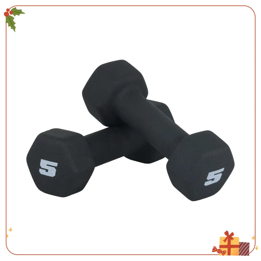 Neoprene Dumbbell Set 5 Lb Pairs For Home Gym Strength Training And Fitness Performance