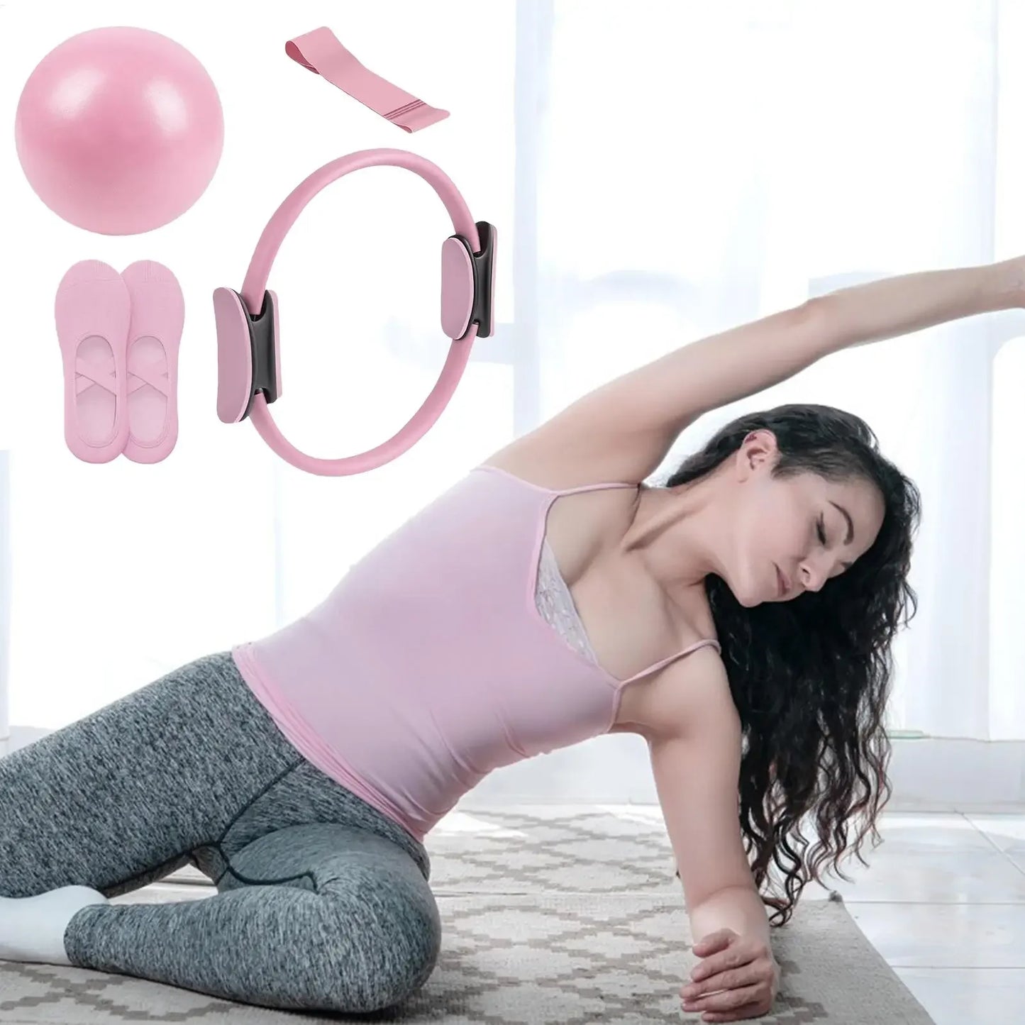 XMSJH Pilates Ring And Ball Set For Core Strength Workout