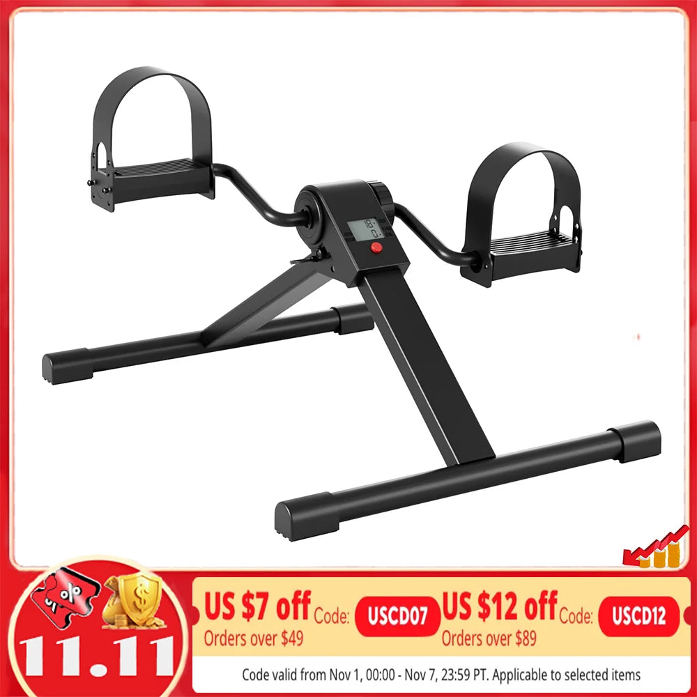 Superun Under Desk Bike Pedal Exerciser With Foldable Electronic Display