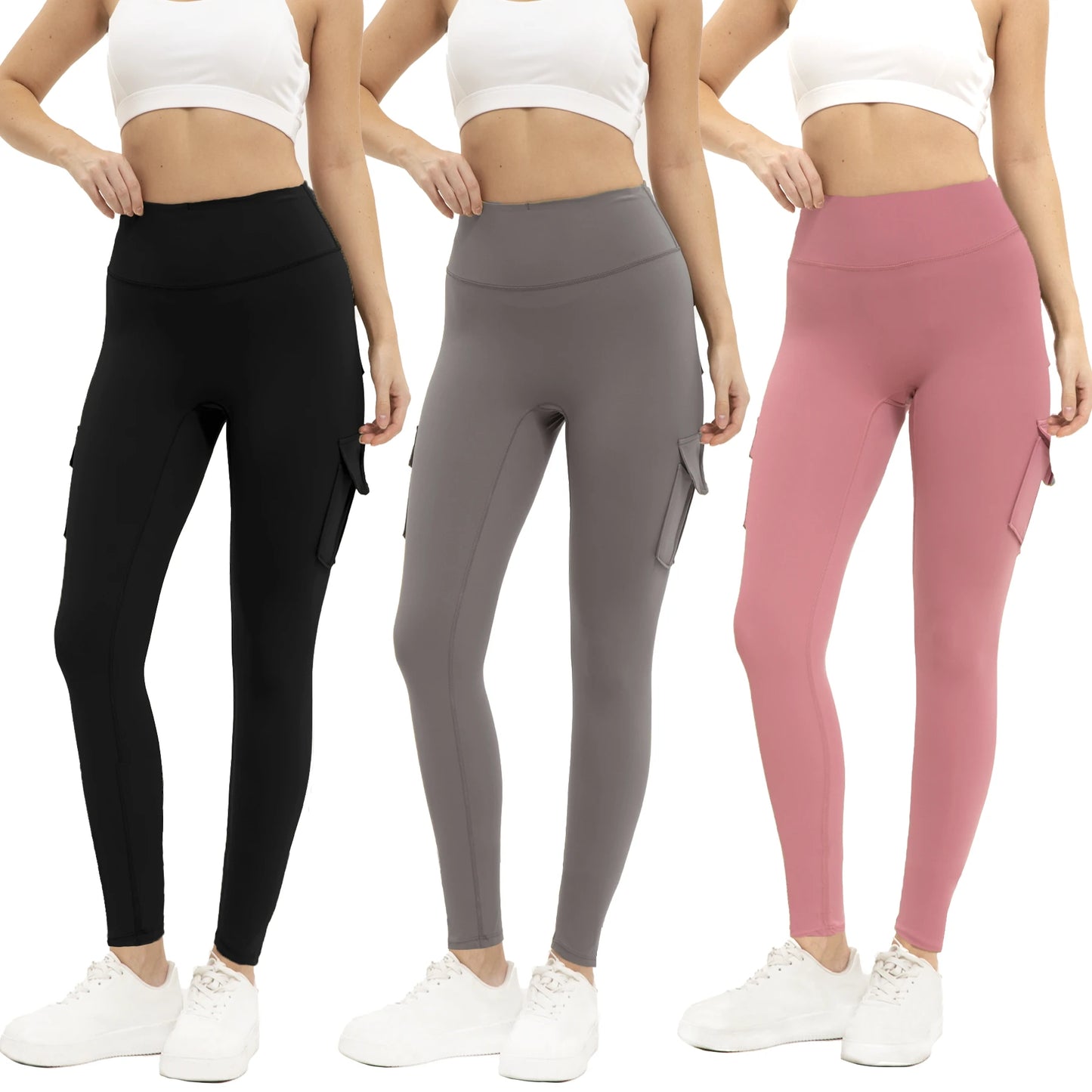 Women's High Waist Gym Leggings With Front Pockets For Yoga