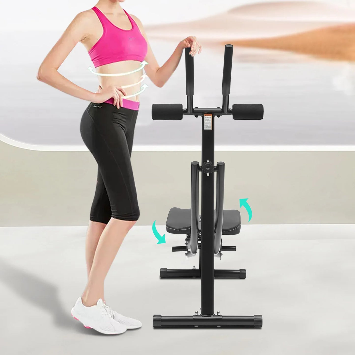 Foldable Ab Machine for Home Gym 3 Gears LED Display